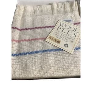 Vintage Faribo Wool Plus Classic Afghan/Throw 50x60 Multi-Colored Striped.